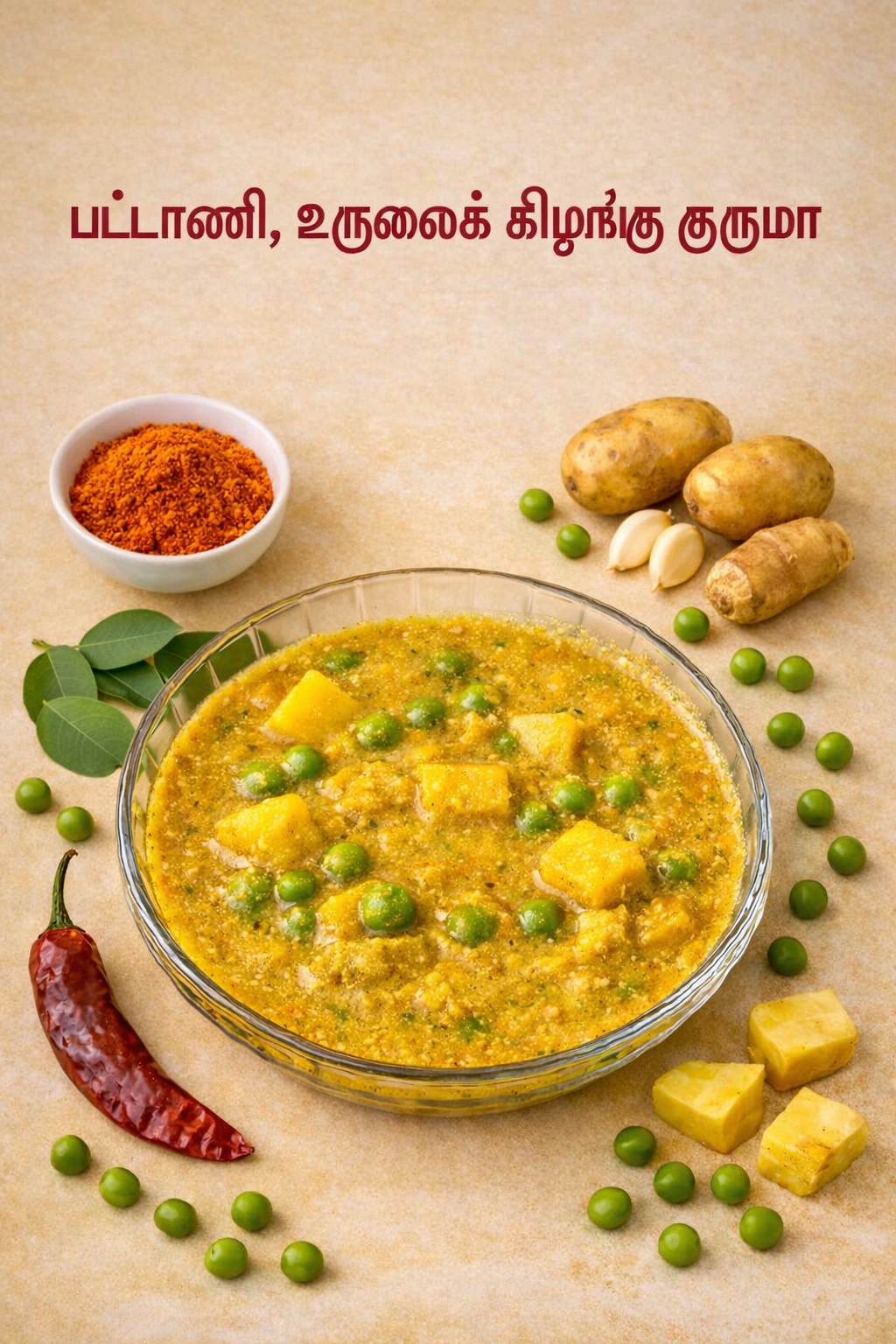 பட்டாணி, உருளைக் கிழங்கு&nbsp;குருமா